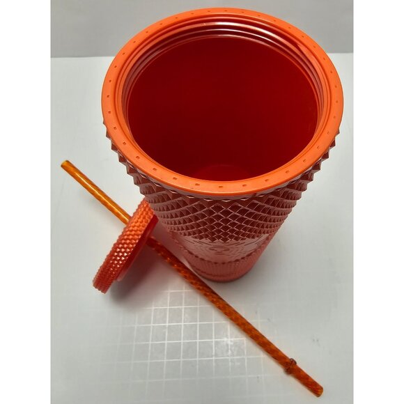 Starbucks Orange Pearlized Studded 24 Oz Tumbler with Matching Straw and Lid - Picture 4 of 7